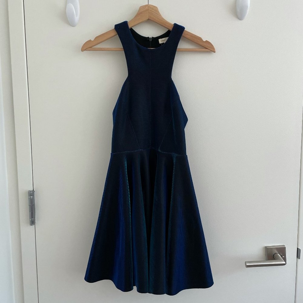 UO silence + noise Blue Holographic Halter Dress